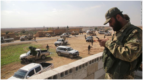叙利亚部队聚集在叙北部城镇 图源：CNN