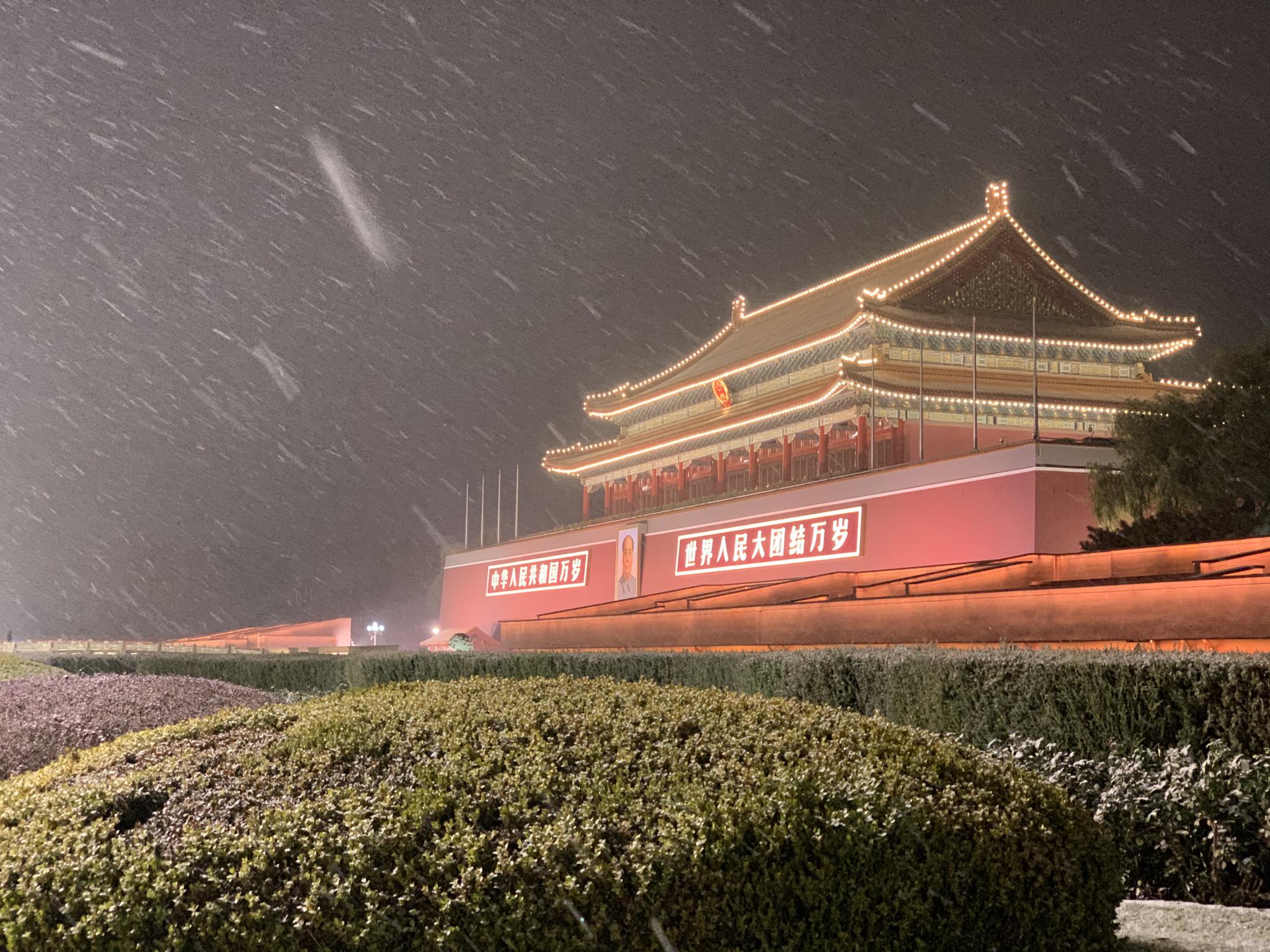 北京今冬初雪至慢慢欣赏雪落下的美景图