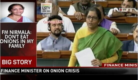 印度财政部长尼尔玛拉·西塔拉曼。图源：NDTV