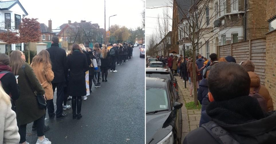 英国各地投票站附近，民众排起长队。（图：地铁报）
