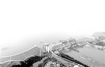 无人机拍摄的丹江口水库大坝。新华社记者 熊琦 摄