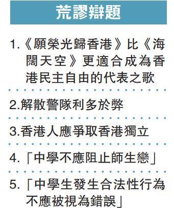 香港中学辩论赛设 港独 辩题 获 乱港四人帮 基金支持