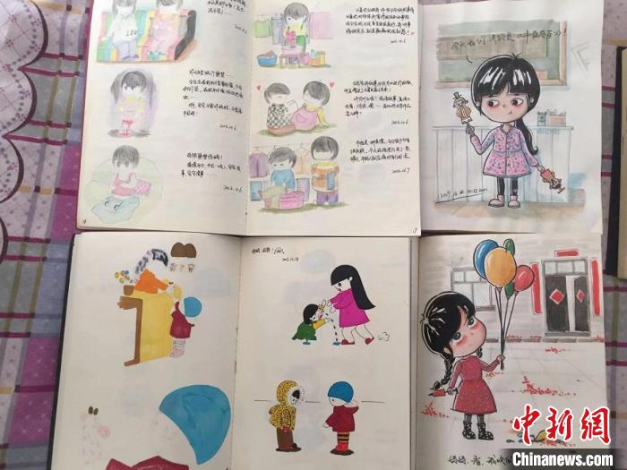 “80后”暖心媽媽王云霞用500余幅原創漫畫，記錄了6歲女兒的成長軌跡。高瑞峰 攝