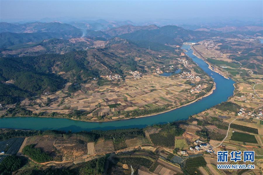 這是柳州市鹿寨縣鹿寨鎮的冬日田園風光(1月12日無人機照片).