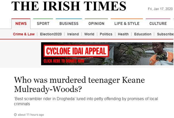 《爱尔兰时报》报道截图