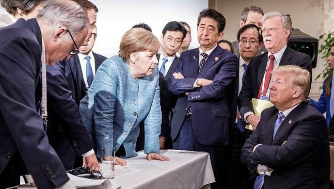 2018年6月，七国集团（G7）峰会上，默克尔与特朗普“交锋”