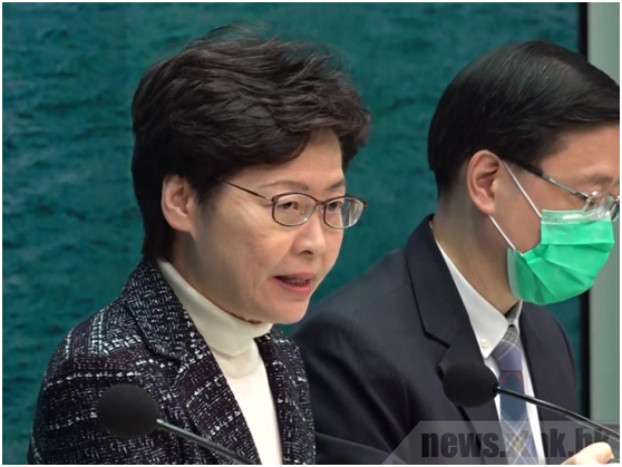 2月5日，林郑月娥在记者会说明疫情的相关情况。(图片来源：港媒)
