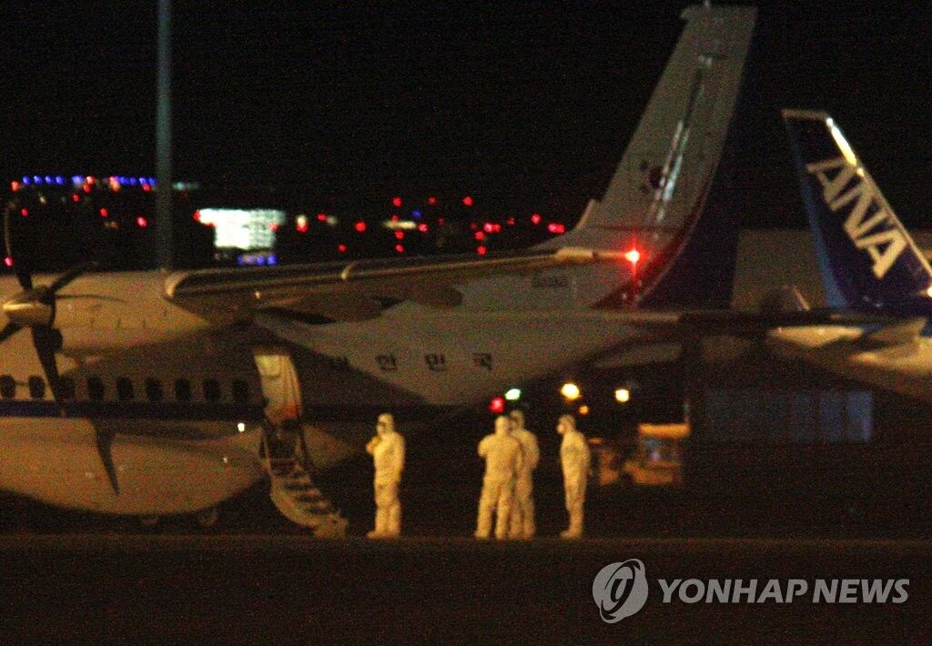 韩国赴日撤侨的总统专机“空军3”号机（图源：韩联社）