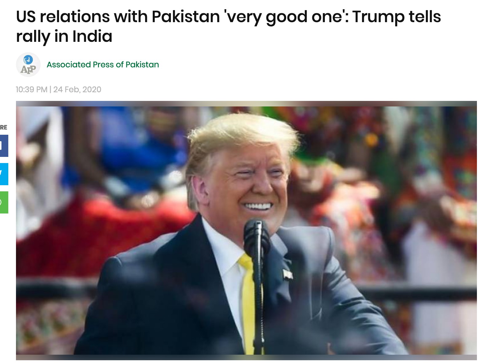 巴基斯坦联合通讯社(APP)报道截图