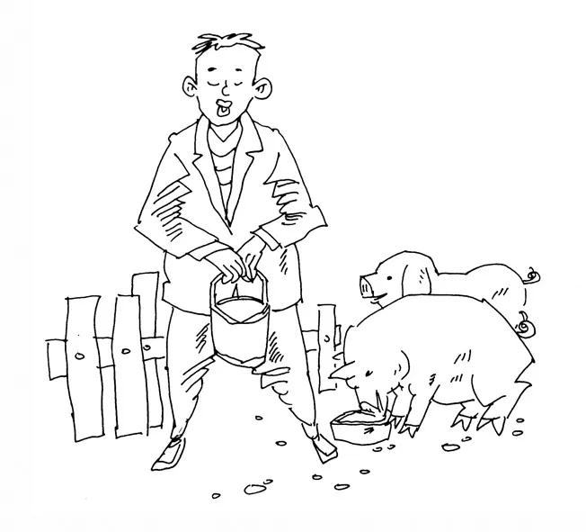 于是喂鸡,喂猪,扫院子这些小时候的活,他逐一拾了起来.