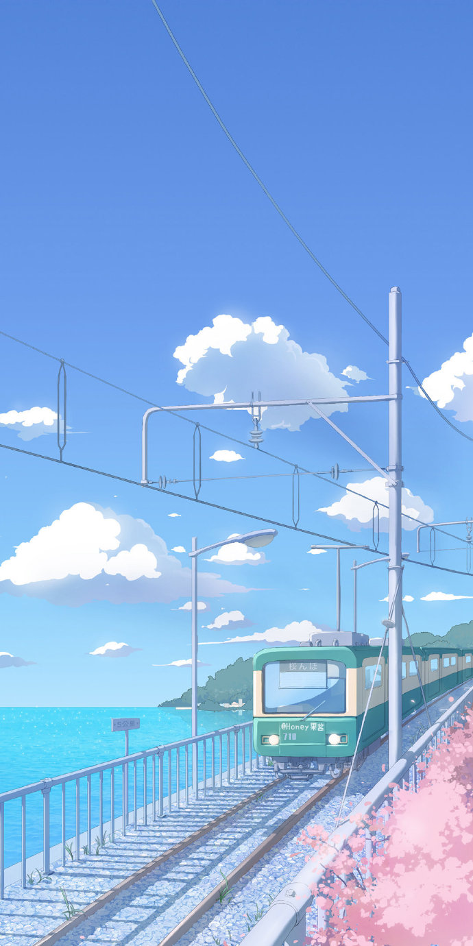 日系插画壁纸天空的湛蓝色总让人舒心