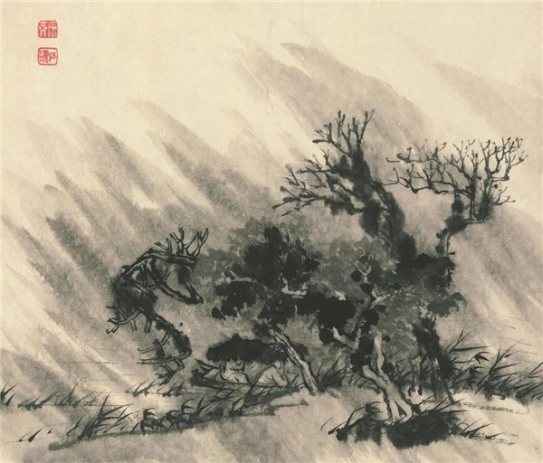 清润淋漓墨色肆意石涛山水小品画欣赏