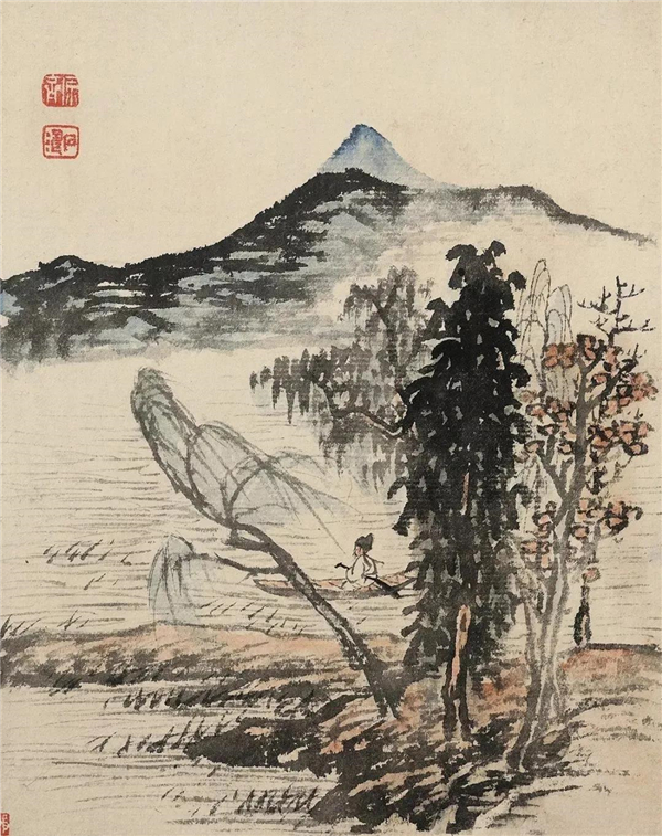 清润淋漓墨色肆意石涛山水小品画欣赏