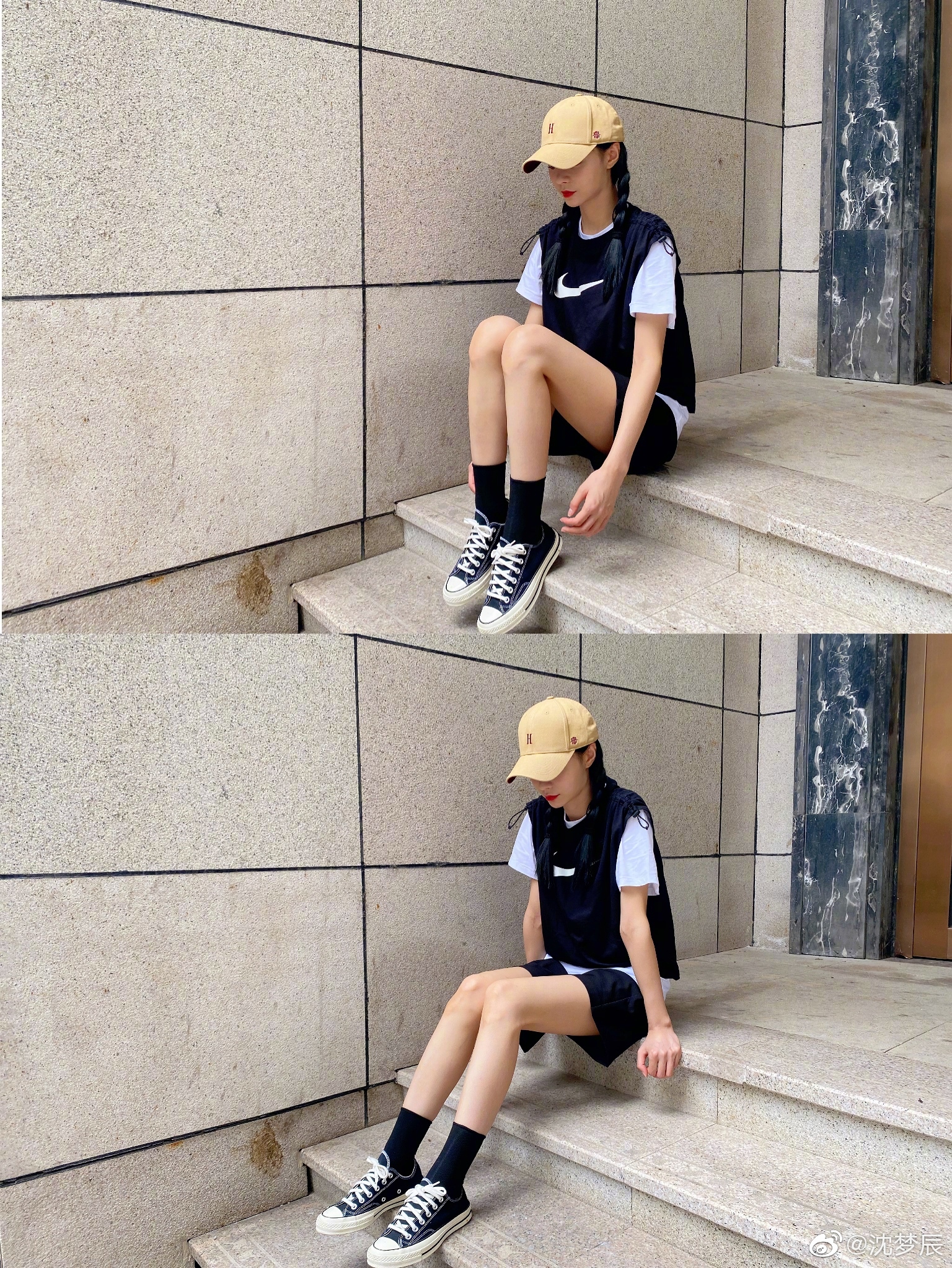 沈梦辰分享日常穿搭美照 怀抱猫咪超少女